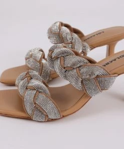Lola Cruz Sandals SANDAL KNOT HIGH / Camel Glitter