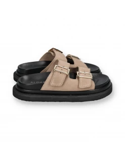 ALOHAS BUCKLE STRAP SANDALS | Suede Taupe New Arrivals