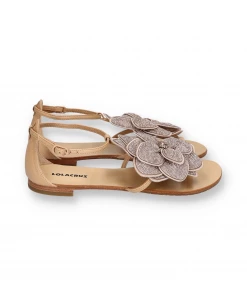 Lola Cruz New Arrivals SANDAL HORTENSIA 041Z00BK | Nude Glitter
