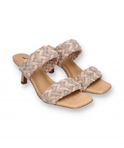 Lola Cruz SANDAL KNOT HIGH 091Z00BK | Nude Glitter
