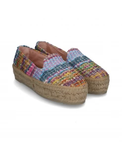 Manebi DOUBLE SOLE SLIPPER | Acapulco Raffia Fuchsia Blue Mix